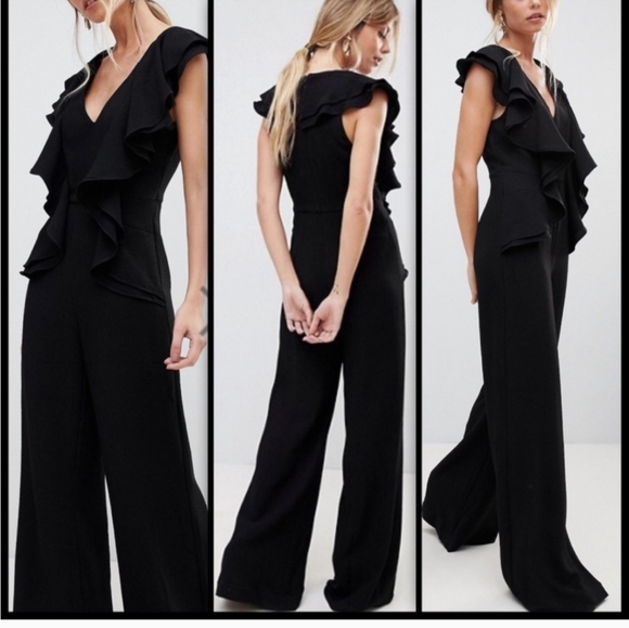 C/MEO COLLECTIVE Metal Clouds Ruffle Jumpsuit Size Large - Picture 1 of 6